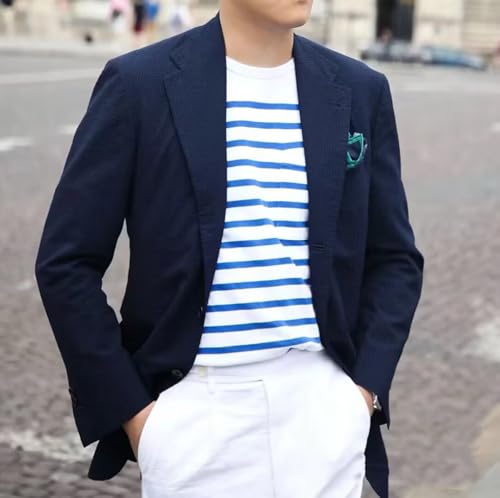 Mens Blue Seersucker Summer Suits 2 Piece Grooms Sear Sucker Suit for Wedding Mens Formal Tuxedo Suits Slim Fit4