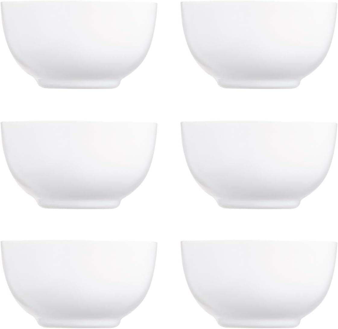 Diwali Set of 6 Opal Glass Bowls 14.5 cm, White