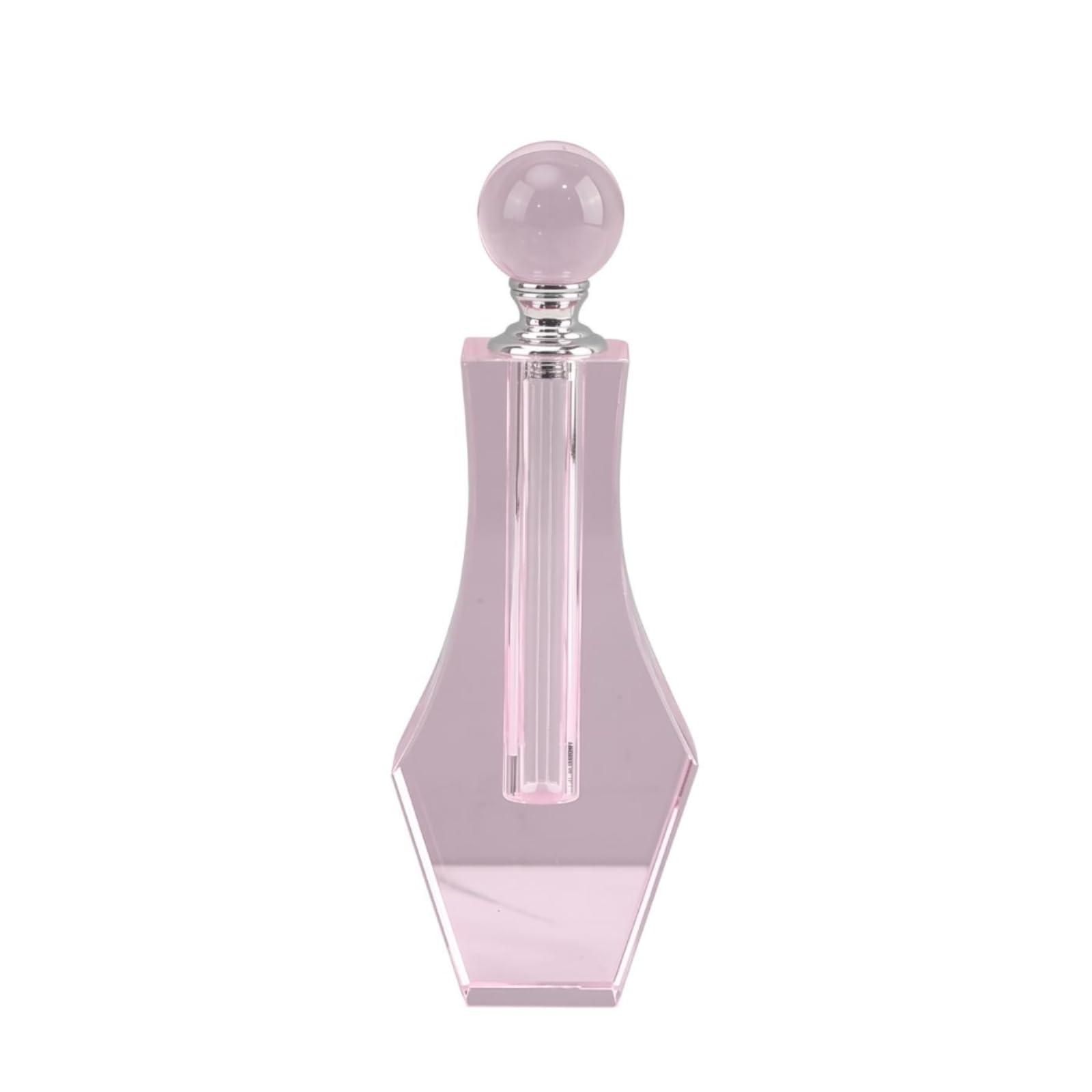 Kristall Parfümflasche Duftflakon Deko Flakon Ornament Kristalloptik mit Schlankem Hals Und Kugelstopfen aus Kristall für Kommode Couchtisch, Rosa, Mittel 6 3 17cm