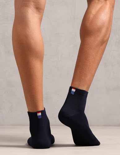 Image of U.S. POLO ASSN. Men's ES007 Brand Printed Cotton Stretch Ankle Length Socks - Pack Of 3