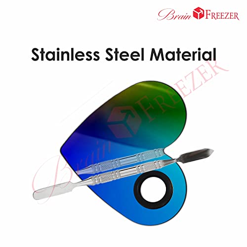 Image of Brain Freezer Shiny Makeup Palette With Stainless Steel Round Shape Spatula, 100 g (Heart Rainbow)