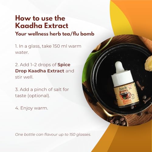 Ginger & Turmeric Herbal Tea Blend With Holy Basil – Includes Cinnamon, Clove & Black Pepper – Serves 100 Tea Cups – Authentic Wellness Drink – Use 2-3 Drops per cup – Vegan – 0.17oz – Spice Drop