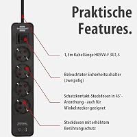 Brennenstuhl Ecolor Steckdosenleiste 4-Fach mit USB-Ladebuchse – Ansicht 3