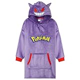 Pokemon Boys Oversized Hoodie with Sherpa-Lined Hood - Blanket Hoodies for Kids (Purple Gengar)