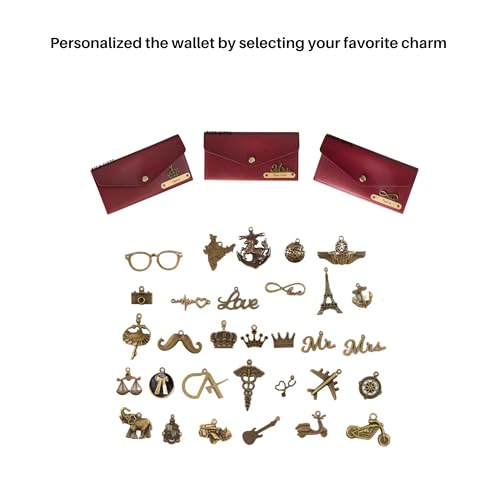 Image of AICA Personalized Name & Charm Leather Womens Wallet (Wine) | Customized Gifts for Women Girls | Gifts for Women | Wallet for Woman | Diwali Gifts | Wallet for Women | Corporate Gifts for Staff