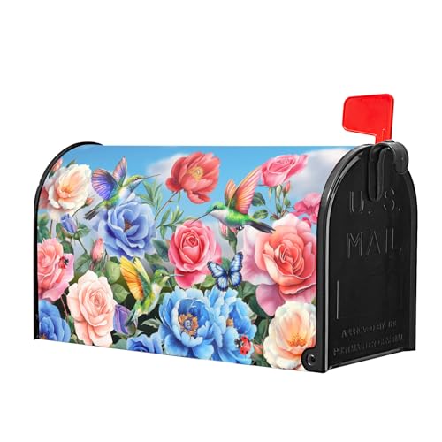 Image of Floral Mailbox Cover Magnetic Standard Size 21x25.5 Inch Spring Butterfly Flower Wildflowers Decoration Outdoor Garden Home Yard