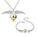 YouU 2 Pezzi Collana e Braccialetto Boccino d'oro Ali d'argento della saga per Fans Collezione di regali o decorazioni Magici Cosplay Costume con Scatola