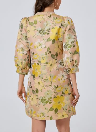 Image of Ladyful Women's Floral Jacquard Dress Cocktail Mini Shift Dresses