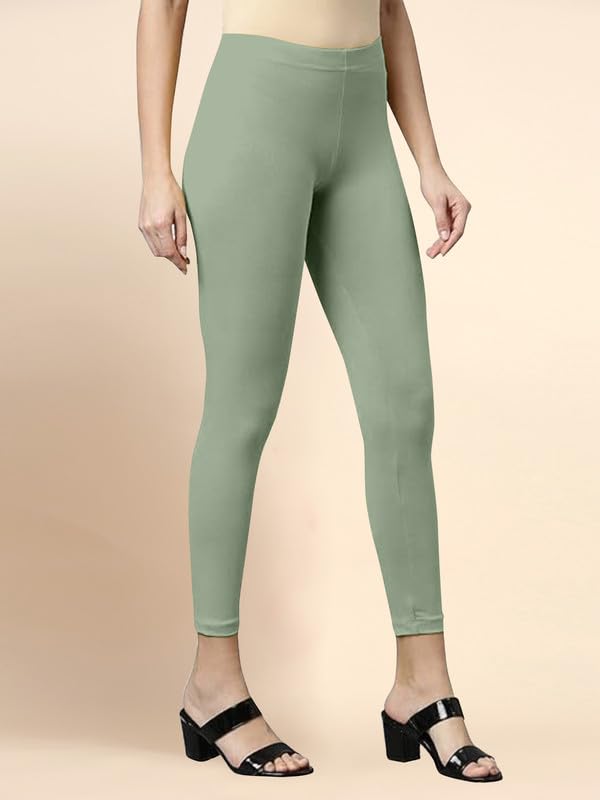 Image of TRENDMALLS Women's Microfiber Elastane Stretch Soft Cropped Leggings with Ultrasoft Waistband for Women