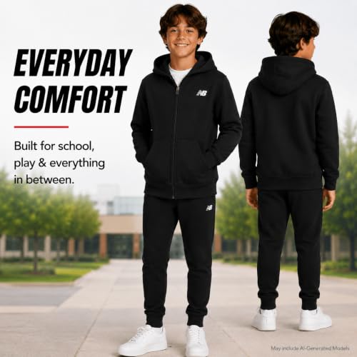 Image of New Balance Boys Zip Up Warm Fleece Hoodie Sweatshirt, Activewear 8-20