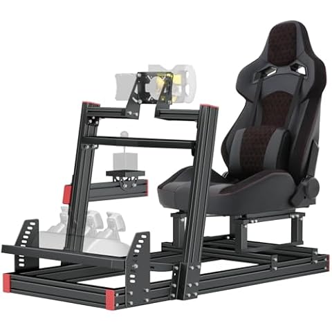 Racing Simulator Cockpit Stand with Elite Series Racing Seats for Logitech/Thrustmaster/Fanatec G29 G920 G923 T80 T300,djustable Steering Wheel Stand,Not Included Wheel,Pedals & Shifter Cover