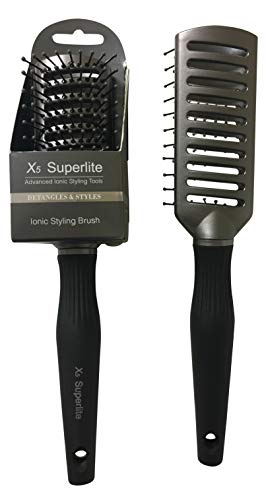 X5 Superlite Advanced Ionic Tunnel Vented Hairbrush - Frizz-free Styler & Detangler for Wet or Dry Hair - Gun metal