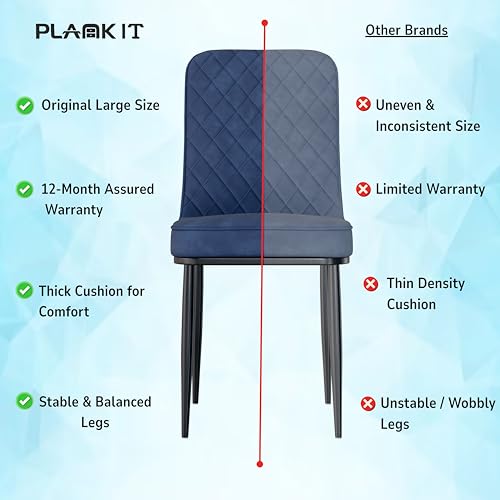 Image of Jewel Premium Velvet Dining Chair with Strong Metal Legs, Cushioned Seat, Chair for Dining, Living Room, Bedroom & Balcony (Blue)