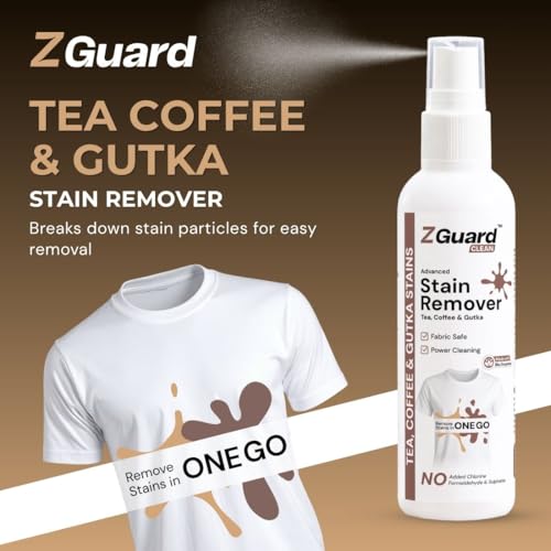 Image of ZGuard Gutka, Tea & Coffee Stain Remover | Works on Whites, Colours, Delicates like Silk, Wool, Cotton, Carpets, and More-Preserves Fabric | Made with all Natural Ingredients | 100ML
