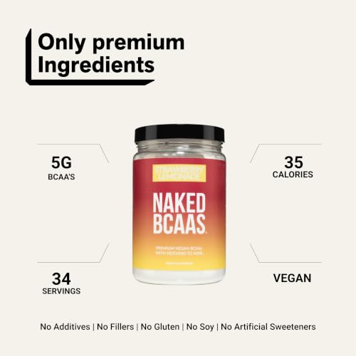 Image of NAKED Strawberry Lemonade BCAAs Amino Acids Powder, 100% Pure 2:1:1 Formula, Vegan Branched Chain Amino Acids, Instantized All Natural BCAA Powder Supplement - 501 Grams, 34 Servings
