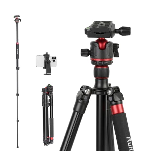 Image of Travel Tripod, 70 inch Camera Tripod Monopod with Ball Head Lightweight Aluminum Portable for DSLR /SLR Cameras, Video Camcorders, Action Cameras, Phones, Telescopes...8.8lbs (TM70-LB36)