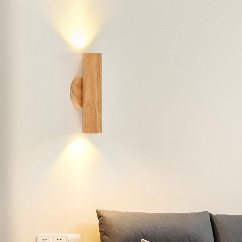 Lámpara de pared nórdica moderna vintage de madera para pasillo y escaleras 4000K