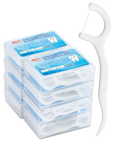 400 Stück Zahnseide LAOYE Dental Floss Zahnseide Sticks Zahnpflege Interdental Flossers mit Zahnstocher Einwegzahnseide Zahnreinigung Sticks zur Entfernung von Plaque und Speiseresten - 50x8er