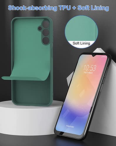 Image of DIZORO Microfiber Candy Case Compatible for Samsung A14 5G Smooth Touch Cushion Liquid Soft Silicone Gel Rubber Premium Mobile Accessories Non-Slip Full Body Protective Case Shockproof - Forest Green