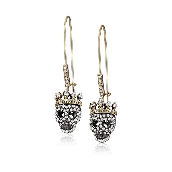 Betsey Johnson Pave Skull Dangle Earrings