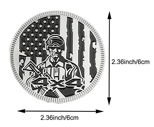 Image of CONGCONG for Jeep Emblem babge National Flag Veteran Metal Automotive Badge Specifically Designed for The Jeep Wrangler Cherokee - Stick it Anywhere(Veteran Silver Black)