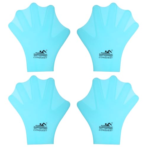 Gants de natation en silicone PATIKIL 7x6 pouces bleu pour entraînement marin