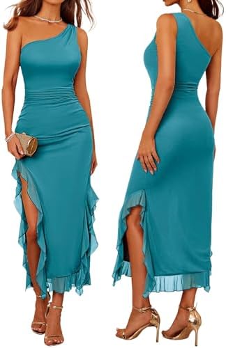 DRESSTELLS Women Formal Wedding Guest Long Cocktail Party One Sho...