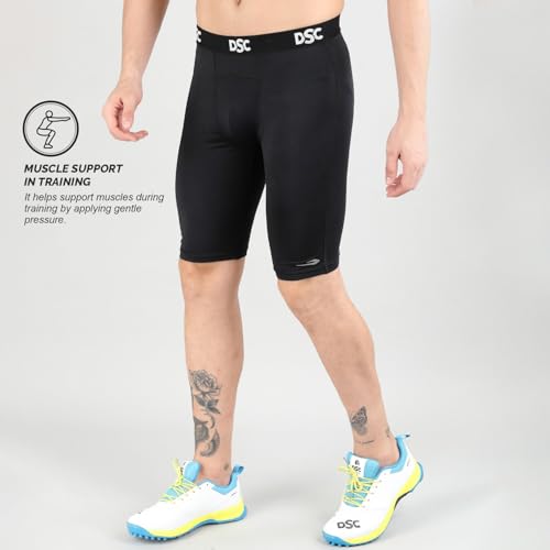 Image of DSC Men's Compression Shorts, Half Tight Athletic Underlayer for Workout, Gym, Sports & Cycling - Breathable Muscle Support