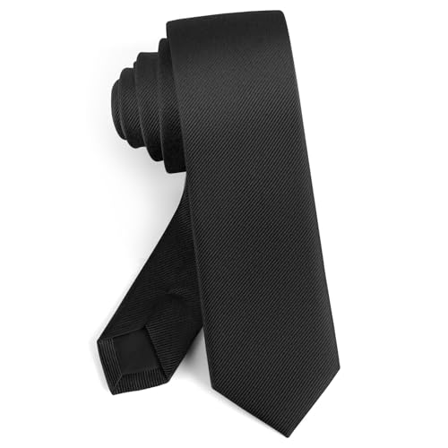 Puistr Boys Black Tie Solid Color Necktie for Teen with Gift Box