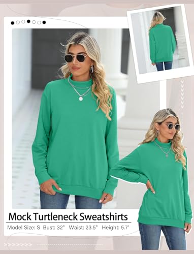 TICTICMIMI Women's Casual Long Sleeve Sweatshirt Tops Mock Turtleneck Lightweight Tunic Fall Pullover with Pocket4