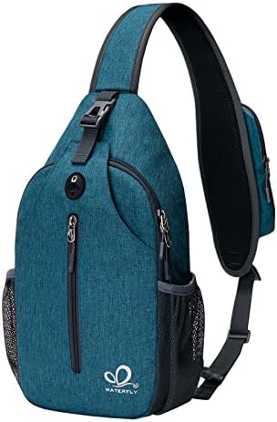 WATERFLY Sling Rucksack Sling Bag Schulterrucksack Umhängetasche | Verstellbarer Atmungsaktive Rucksackgurt, Wasserabweisend, Wandern Brust Rucksack, Herren Damen, Für Reisen, Wand