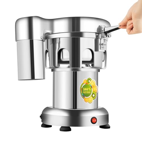 Commercial Electric Fruit Juice Extractor, 370W Centrifugal Juicer Machine with Push Rod, 2800RPM Heavy Duty Juicer for Hotels Restaurants Cafes Milk Tea Shops Silver(14.37