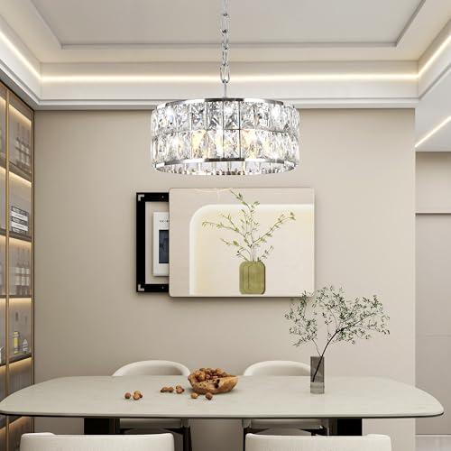 WELAKI Chrome Crystal Chandelier,4-Light Semi-Flush Mount Ceiling Light by WELAKI - Used condition - Image 3