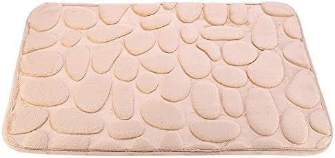 CXP Bathroom Non-Slip Carpet Mat 3D Stone Waterproof Shower Massage Footstep Environmentally Friendly Heat-Resistant to use (Beige)