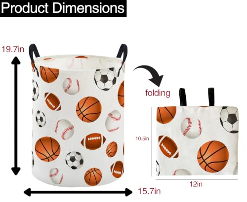 Image of ESSME Kids Laundry Basket,Boys Hamper Collapsible Canvas Waterproof Storage Bin for Boys, Ball Hamper,Gift Baskets(Ball)