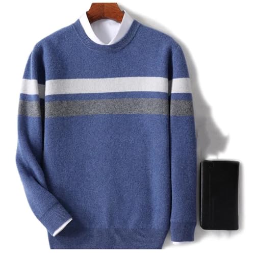 Winter Wool Sweater Men's Round Neck Stripe Business Casual Fashion Long Sleeve Pullover Sweater2