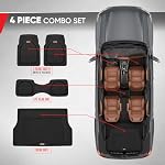 Motor Trend 4pc Black Car Floor Mats Set Rubber Tortoise Liners w/Cargo for Auto SUV Trucks - MT-923-BK+MT-884-BK_amj