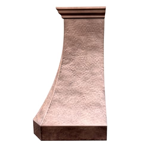 Image of SINDA Wall Mount Copper Range Hood, Hand-Crafted Copper Range Hood with High Airflow Centrifugal Blower, Includes SUS 304 Liner and Baffle Filter, High CFM Vent Motor, 30 inchWx36 inchH, H30LNW3036 (In Stock)