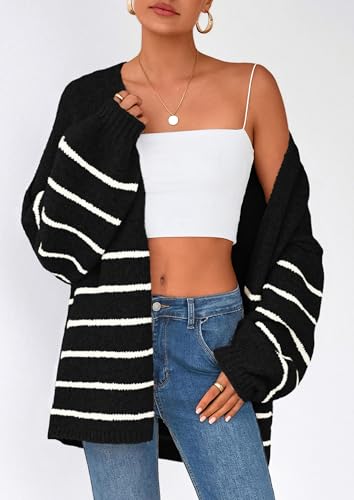 Image of PRETTYGARDEN Womens Oversized Cardigan Sweaters 2026 Fall Long Lantern Sleeve Knit Open Front Lightweight Sweater