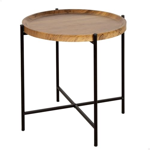 AKTIVE MAX Home Mesa Auxiliar Redonda 41x40 cm, Peso máximo 5 kg, Mesas de Centro, Madera Efecto Natural, Patas metálicas Negras, Diseño Moderno, para salón, Dormitorio, Recibidor (18497)