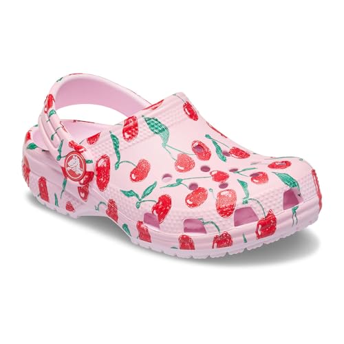 Image of Crocs Unisex Classic Clogs with Patterns and Graphics (Little Kid /Big Kid) Pink Milk 3 Medium