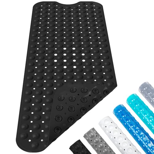 Badewannenmatte Duschmatte 100x40 cm Badewanneneinlage Antirutschmatte rutschfest Maschinenwaschbar(Schwarz)