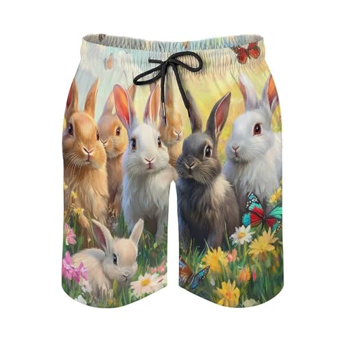 Bunny Rabbit Mens Swim Trunks Quick Dry Board Shorts Beach Swimwear Bathing Suits2