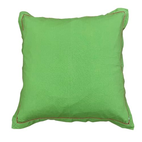 Image of Swayam Set of 2 Solid Cotton Green Cushion Cover | 24 x 24 Inch | Soft Breathable Fabric with Hidden Zipper | Decorative & Stylish Cushion Covers for Sofa, Living Room, Bedroom & Couch