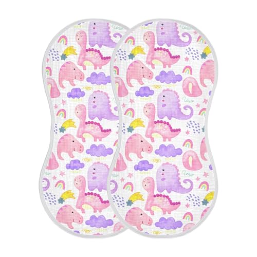 xigua Cute Pastel Dinosaurs Muslin Baby Burp Cloths Set of 1, Super Soft & Absorbent Burping Rags, Cotton Burp Clothes Shower Gift for Newborn, Baby Girls and Boys2