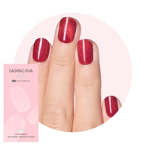 Dashing Diva Glaze Effects Nail Strip Set - Ruby Red Apple - Long Lasting, Chip Resistant, Semi-Cured Gel Nail Strips - 4-Piece Manicure Set with 32 Strips