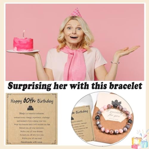 30th/40th/50th/60th/70th/21st/80th/90th Birthday Gifts for Women, Unique Gifts for Woman Bead Bracelet for Mom, Aunt, Wife, Grandma, Sisters, Friends3