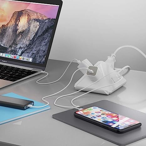 Ceptics Usb Power Strip - Small & Compact - Travel Size - Grounded Dual Usb + Usb-C - 3 Usa Outlets Input - Powerful 21W Max Total - Desk Charging Hub Station #TOP1