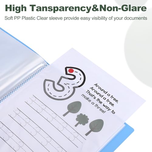 M&G Fichário de 60 bolsos com mangas de plástico PP A4 (azul), 2 pastas artísticas de portfólio com