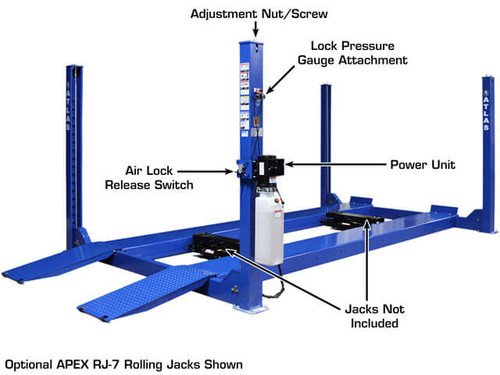 Atlas® Apex 14 Ali Certified Commercial Grade 14,000 Lb. Capacity 4 Post Car Lift #TOP5